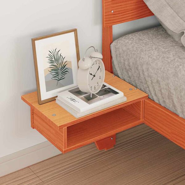 vidaXL Gultas rāmis Vaks brūns 90 x 200 cm Ciets priedes koks