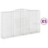 vidaXL arkveida gabiona grozi, 5 gb., 400x50x220/240cm, cinkota dzelzs