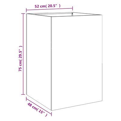 vidaXL puķu kaste, sudrabaina, 52x48x75 cm, nerūsējošais tērauds