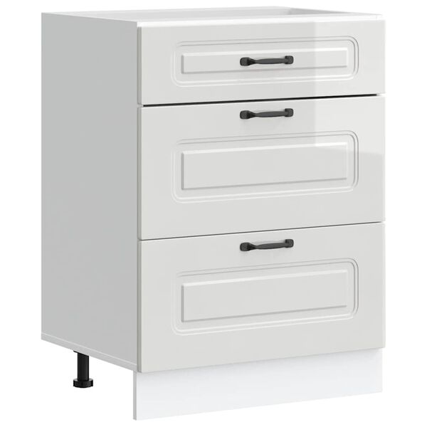vidaXL virtuves pamatnes skapītis "Kalmar", spīdīgi balts, inženierkoks