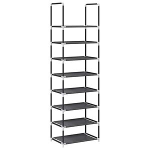 vidaXL apavu plaukts 8 līmeņu, melns, 44x28x145 cm, neausts audums