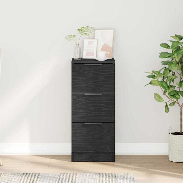 vidaXL Melns ozolkoks sānu galds Melns ozols 30 x 30 x 70 cm