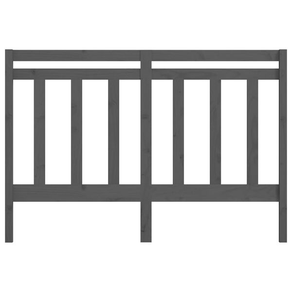 vidaXL gultas galvgalis, pelēks, 146x4x100 cm, priedes masīvkoks