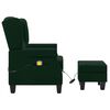 vidaXL masāžas krēsls ar kāju soliņu, tum&scaron;i zaļ&scaron; audums