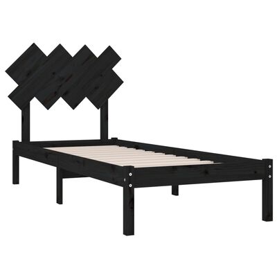 vidaXL gultas rāmis, melns, 90x200 cm, masīvkoks