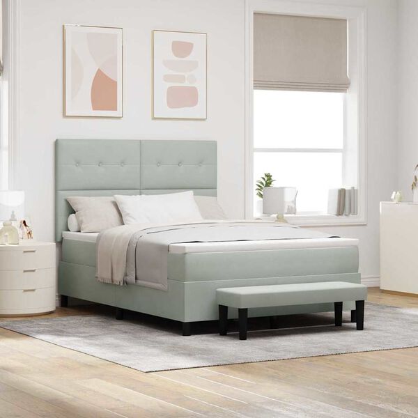 vidaXL Kastītes atsperu gulta Gai&scaron;i pelēka 140 x 200 cm Samts