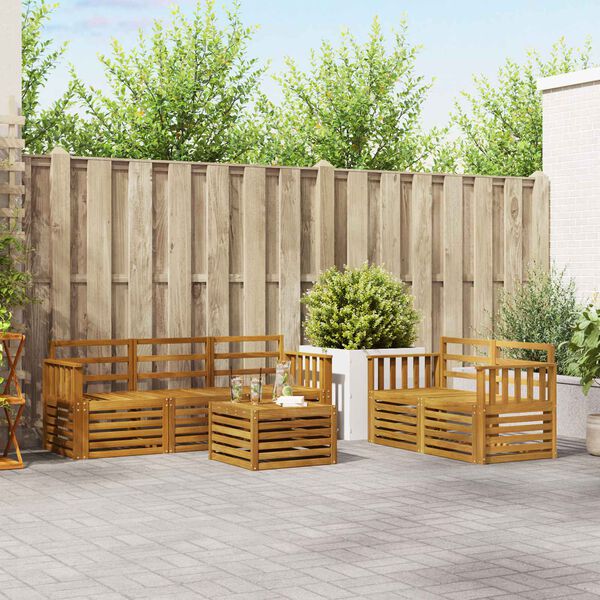 vidaXL Dīvāna komplekti 6 pcs Dabiska Cietā akācijas koks