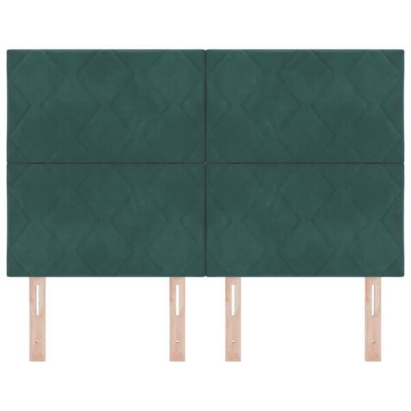 vidaXL Galvgalis ar galvas klāju Tum&scaron;i zaļa 144 cm Samts