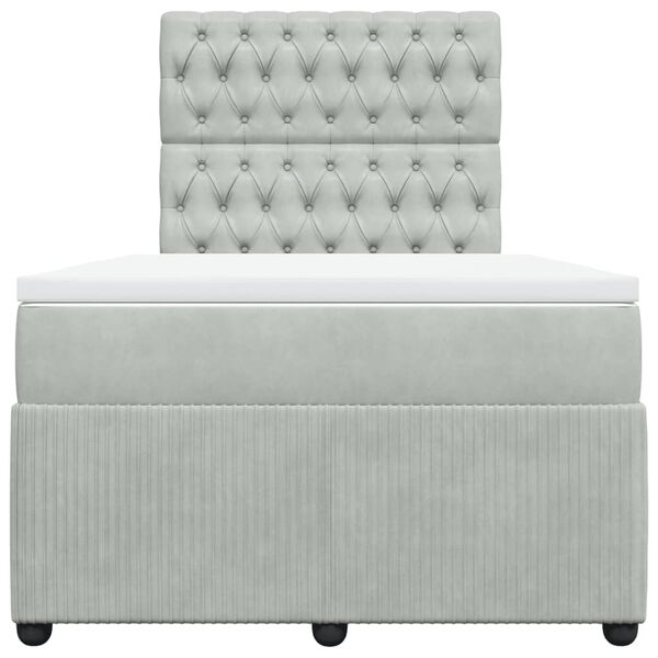 vidaXL atsperu gulta ar matraci, gai&scaron;i pelēka samts, 120x190 cm