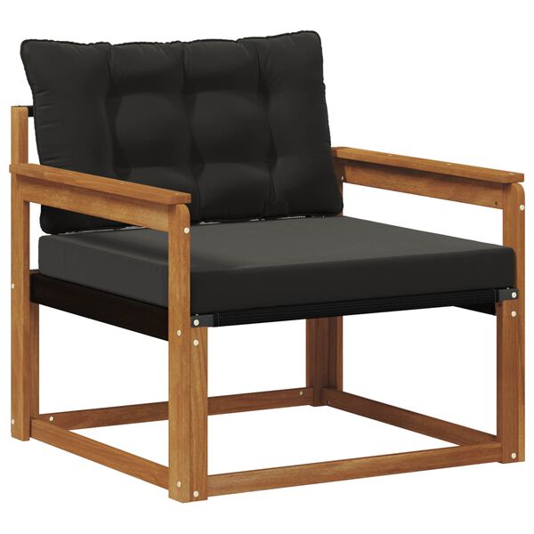 vidaXL Āra dīvānu komplekts Cieta akācijas koks un tekstilēns Dabiska