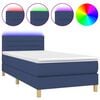 vidaXL atsperu gulta ar matraci, LED, zils audums, 90x190 cm