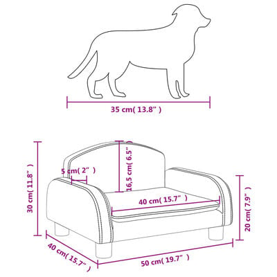 vidaXL gulta suņiem, pelēka, 50x40x30 cm, mākslīgā āda
