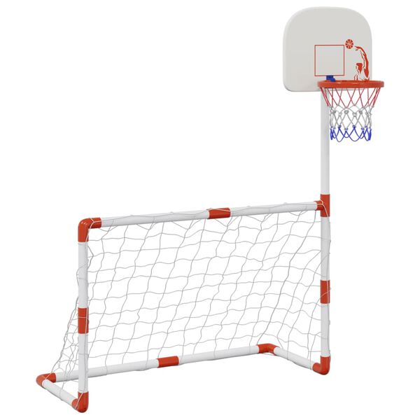 vidaXL Bērnu futbola un basketbola komplekts ar bumbām 98x50x70 cm
