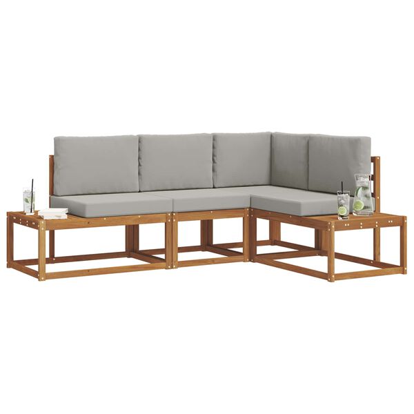 vidaXL Āra dīvānu komplekts 4 Gabals Dabīgs un gai&scaron;i pelēks