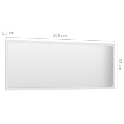 vidaXL vannasistabas spogulis, spīdīgi balts, 100x1,5x37 cm