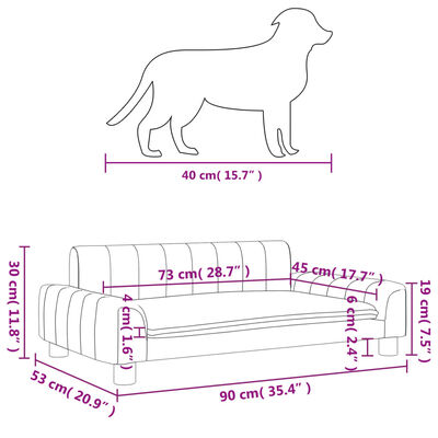vidaXL gulta suņiem, pelēka, 90x53x30 cm, mākslīgā āda