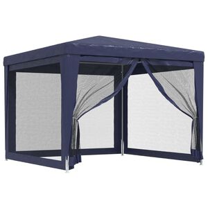 vidaXL svinību telts, ar 4 sieta sienām, 3x3 m, zila, HDPE