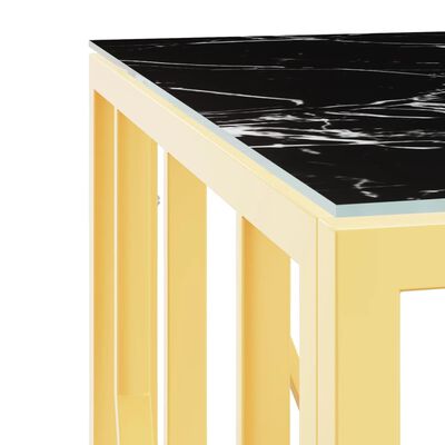 vidaXL kafijas galdiņš, zeltains, 50x50x50 cm, tērauds, stikls