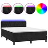 vidaXL atsperu gulta ar matraci, LED, melns samts, 140x190 cm