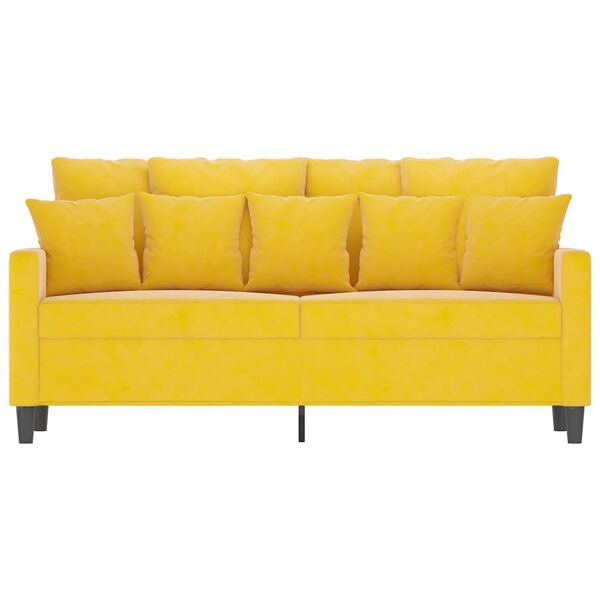 vidaXL divvietīgs dīvāns, dzeltens, 140 cm, samts