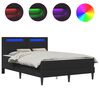 vidaXL Gultas rāmis ar LED sloksnēm Melns 140 x 200 cm Mākslīgā āda