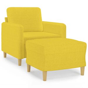vidaXL atpūtas krēsls ar kājsoliņu, 60 cm, gai&scaron;i dzeltens audums