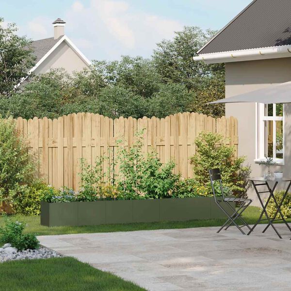 vidaXL puķu kaste, olīvzaļa, 280x40x40 cm, auksti velmēts tērauds