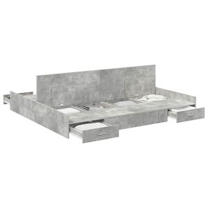 vidaXL Gultas ar uzglabā&scaron;anas vietu Betona pelēks 200 x 200 cm