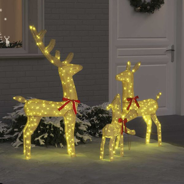 vidaXL Ziemeļbriežu ģimene 3 pcs Silti balta 68 x 26 x 127 cm audums