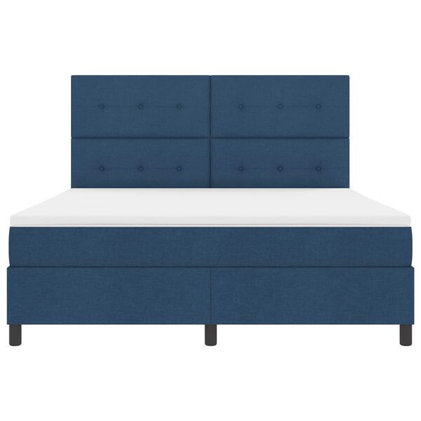 vidaXL Kastītes atsperu gulta ar matraci Zila 180 x 200 cm audums