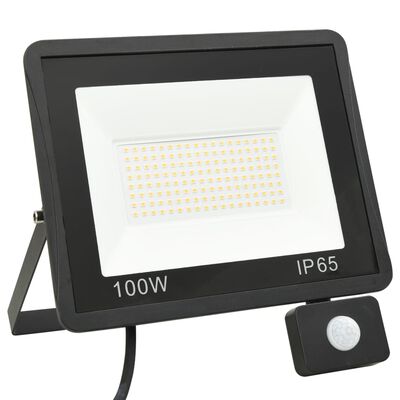 vidaXL LED prožektors ar sensoru, 100 W, silti balta gaisma