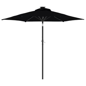 vidaXL dārza saulessargs ar LED, tērauda kāts, melns, 225x225x212 cm