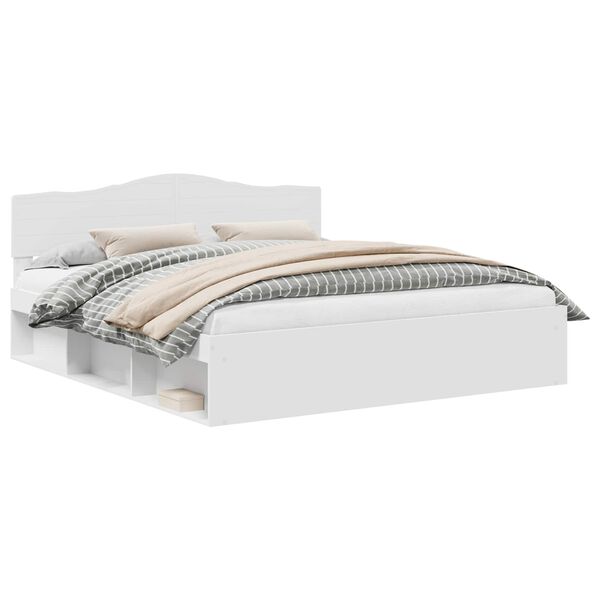 vidaXL Gultas rāmis Balts 200 x 200 cm Ciets priedes koks