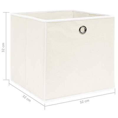 vidaXL uzglabāšanas kastes, 4 gab., baltas, 32x32x32 cm, audums