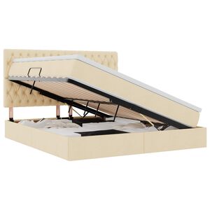 vidaXL Gulta ar uzglabā&scaron;anas vietu un LED ar LED Krēms 160 x 200 cm