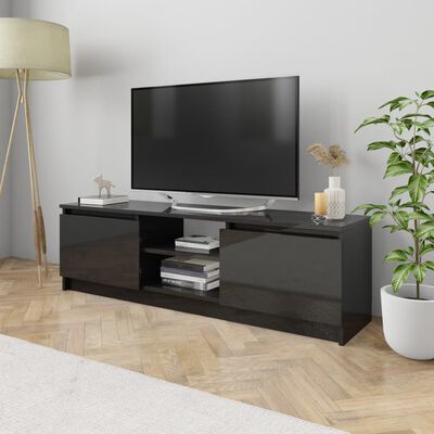 vidaXL TV skapītis, 120x30x35,5 cm, spīdīgi melns, skaidu plāksne