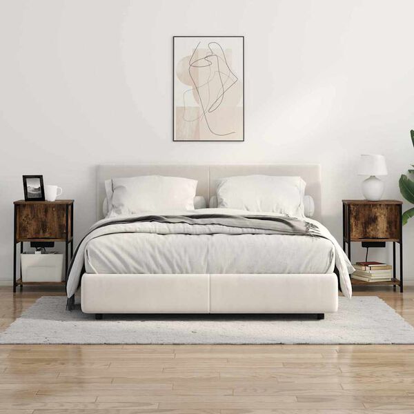 vidaXL Nakts skapītis Dūmaka ozols 38 x 31 x 61 cm Inženierijas koks