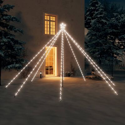 vidaXL Ziemassvētku koka gaismiņas, 576 LED, 3,6 m, vēsi baltas