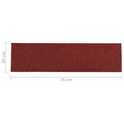 vidaXL kāpņu paklāji, 15 gab., pašlīmējoši, 76x20 cm, sarkani