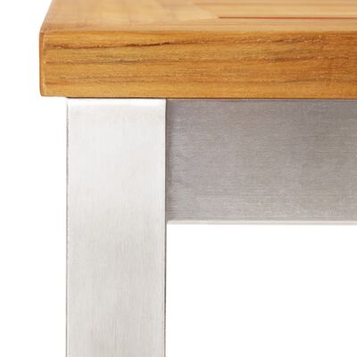 vidaXL bāra galds, 120x60x105 cm, masīvs tīkkoks, nerūsējošs tērauds