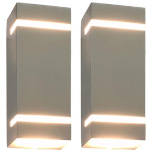 vidaXL āra sienas lampas, 2 gab., 35 W, sudraba, taisnstūra forma