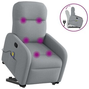 vidaXL masāžas krēsls, paceļams, atgāžams, gai&scaron;i pelēks audums