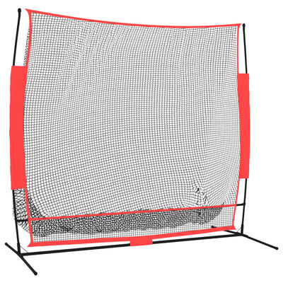 vidaXL beisbola tīkls, pārvietojams, melns un sarkans, 215x107x216 cm