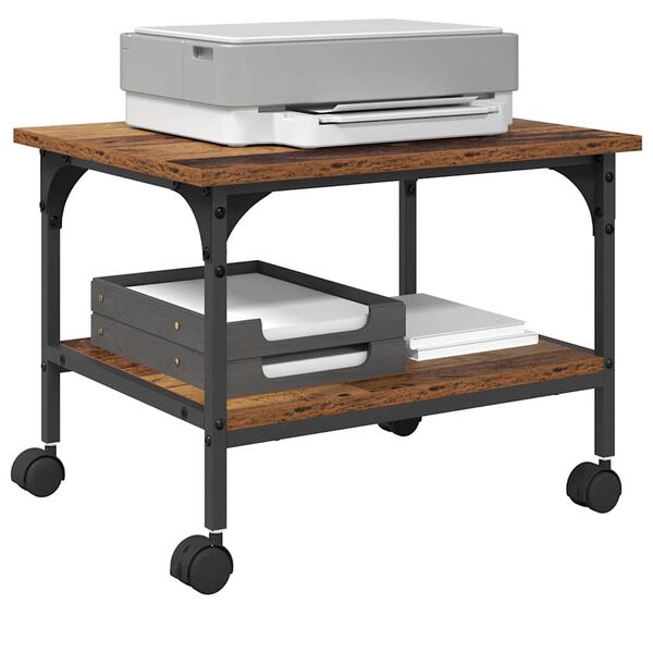 vidaXL Printera statīvs Vecs koks 50 x 40 x 38 cm Inženierijas koks