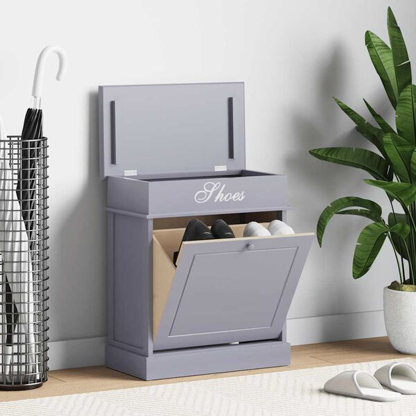 vidaXL apavu skapis, pelēks, 50x28x58 cm, paulonijas koks