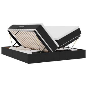 vidaXL Gulta ar uzglabā&scaron;anas vietu un matraci Melna 200 x 200 cm Samts