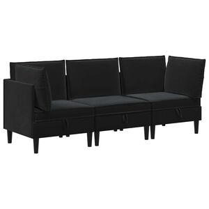 vidaXL Viesistabas mēbeļu komplekts 3 gab. Melns Samts