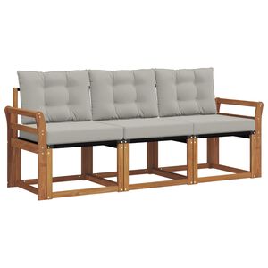 vidaXL Āra dīvānu komplekts ar spilvenu 3 pcs Dabīgs un gai&scaron;i pelēks