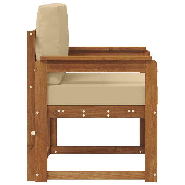 vidaXL Āra dīvāns Cieta akācijas koks un poliesters Dabiska