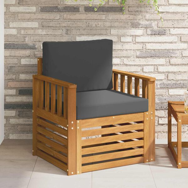 vidaXL Āra dīvānu komplekts Cieta akācijas koks un poliesters Dabiska